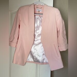 Calvin Klein Pink Blazer Modern Open Front Design